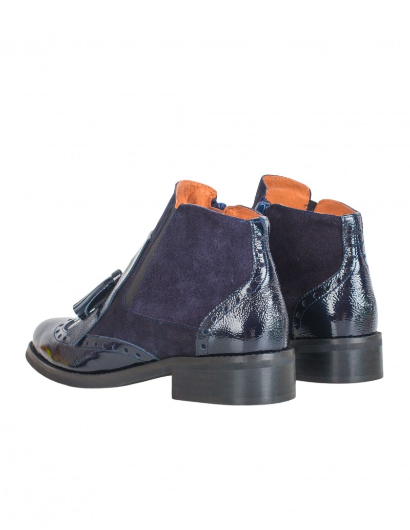 Botines Charol Azul Marino Mujer