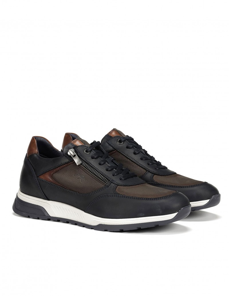 FLUCHOS Deportivas Vestir Piel Azul Marino 2