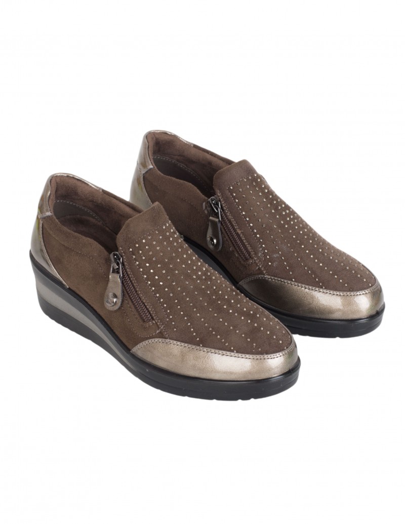 Mocasines Cuña Cremalleras Taupe AMARPIES 2