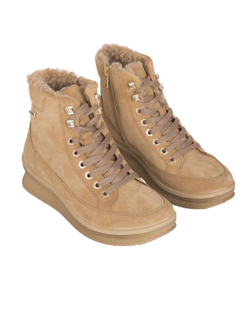 botines impermeables cordones camel