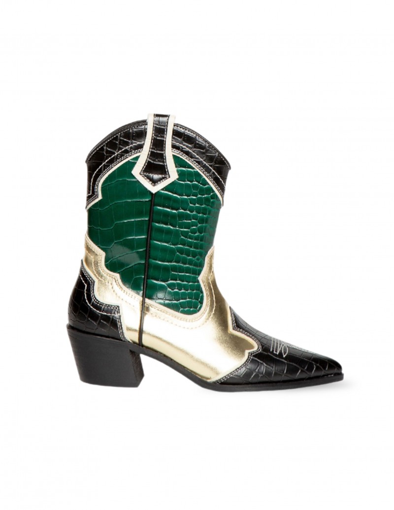 Botines Cowboy Metalizados Verde