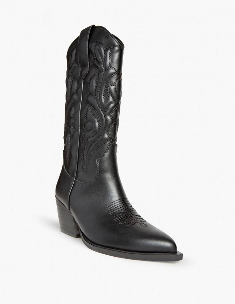 botas cowboy negras para mujer