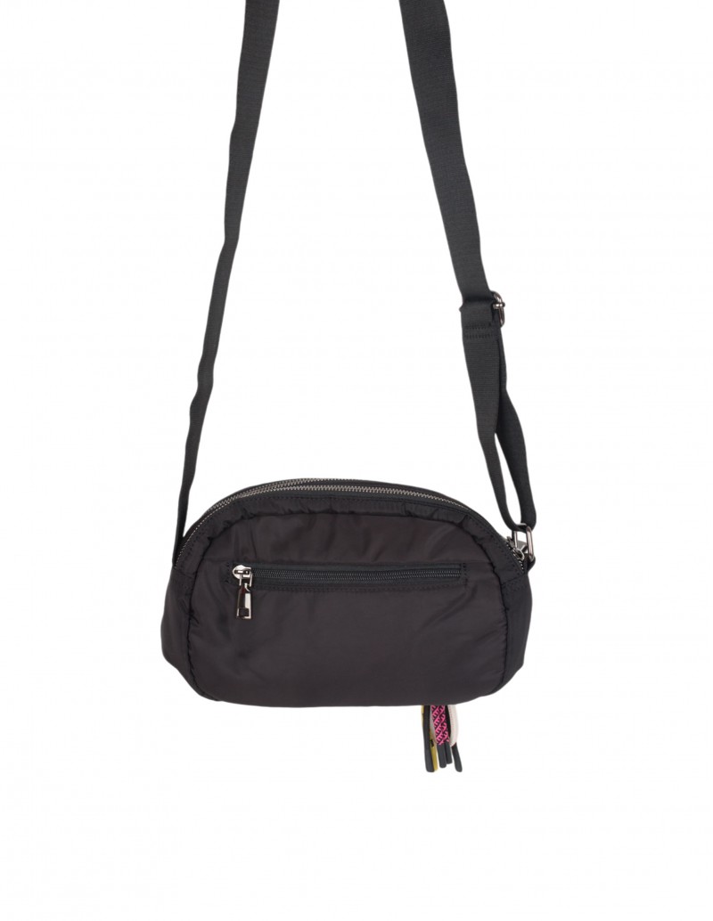 bolso bandolera de nylon negro para mujer