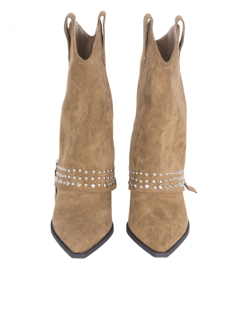 botas cowboy con polaina color camel