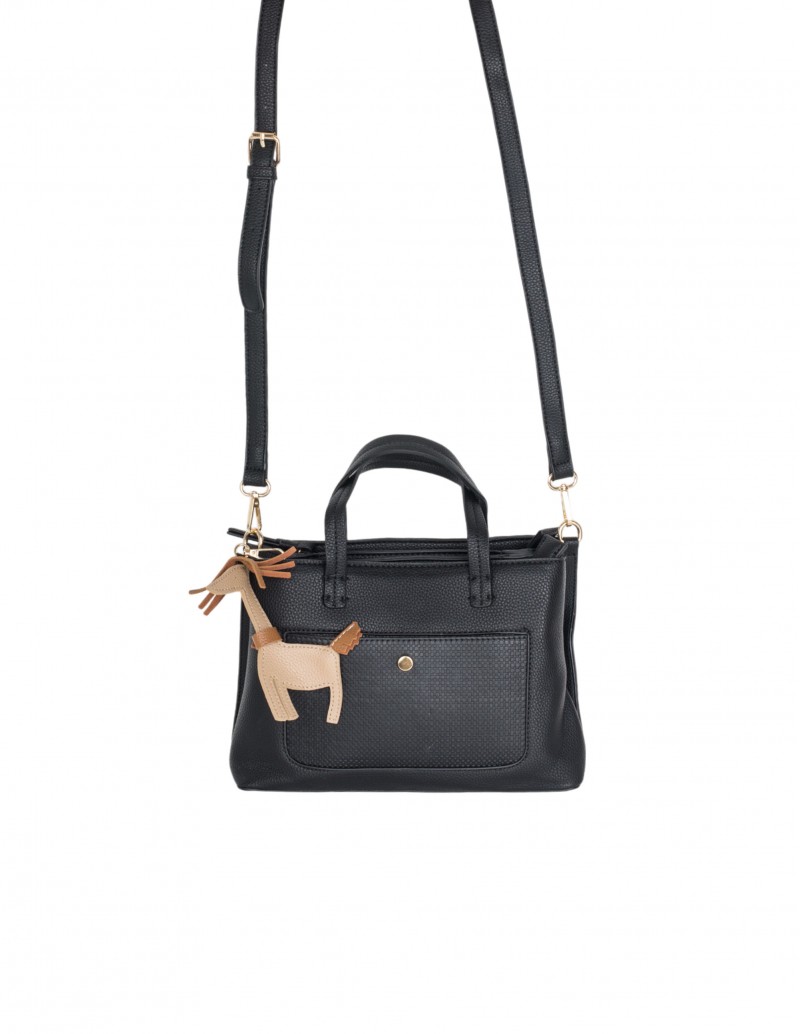 bolso satchel con bandolera negro