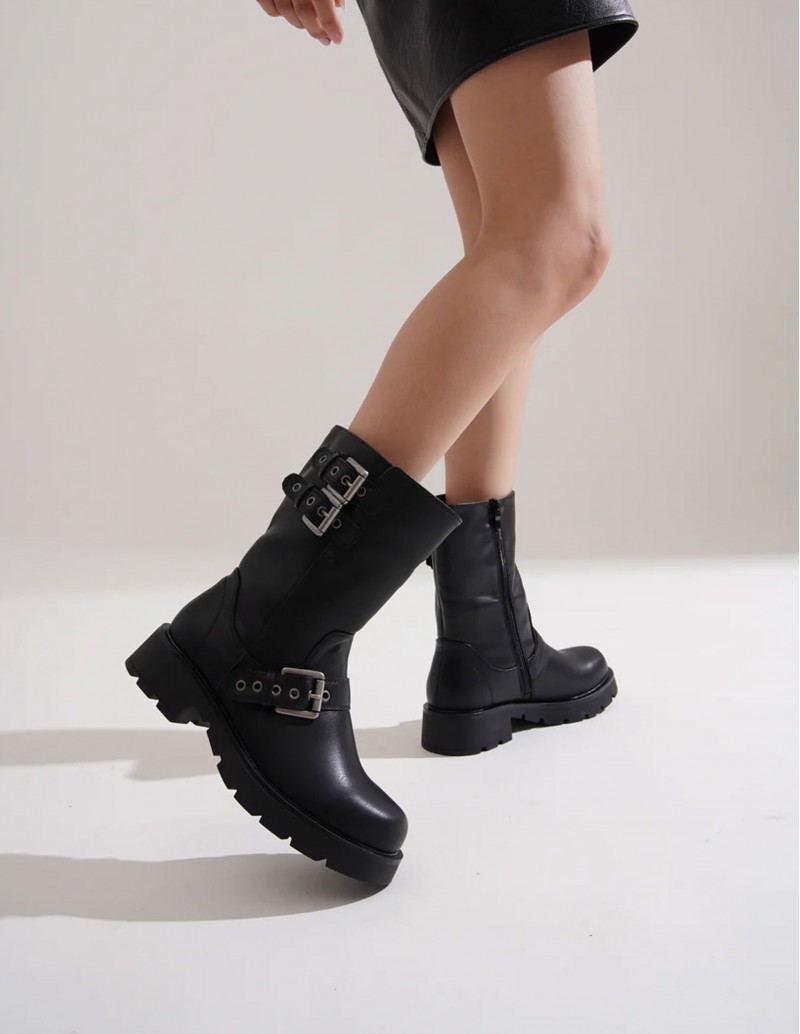 botas biker negras suela track