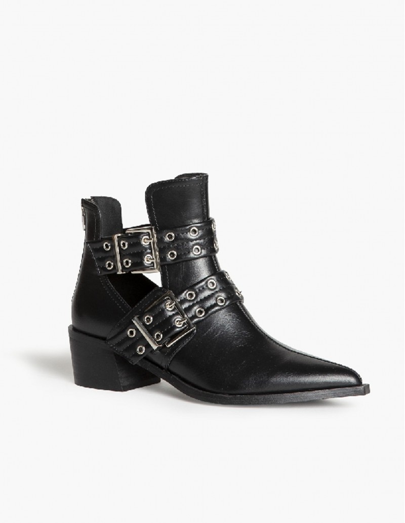 Botines Tacón Hebillas Negros 2