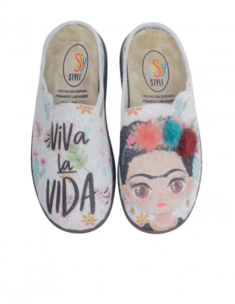 zapatillas casa mujer fieltro frida khalo