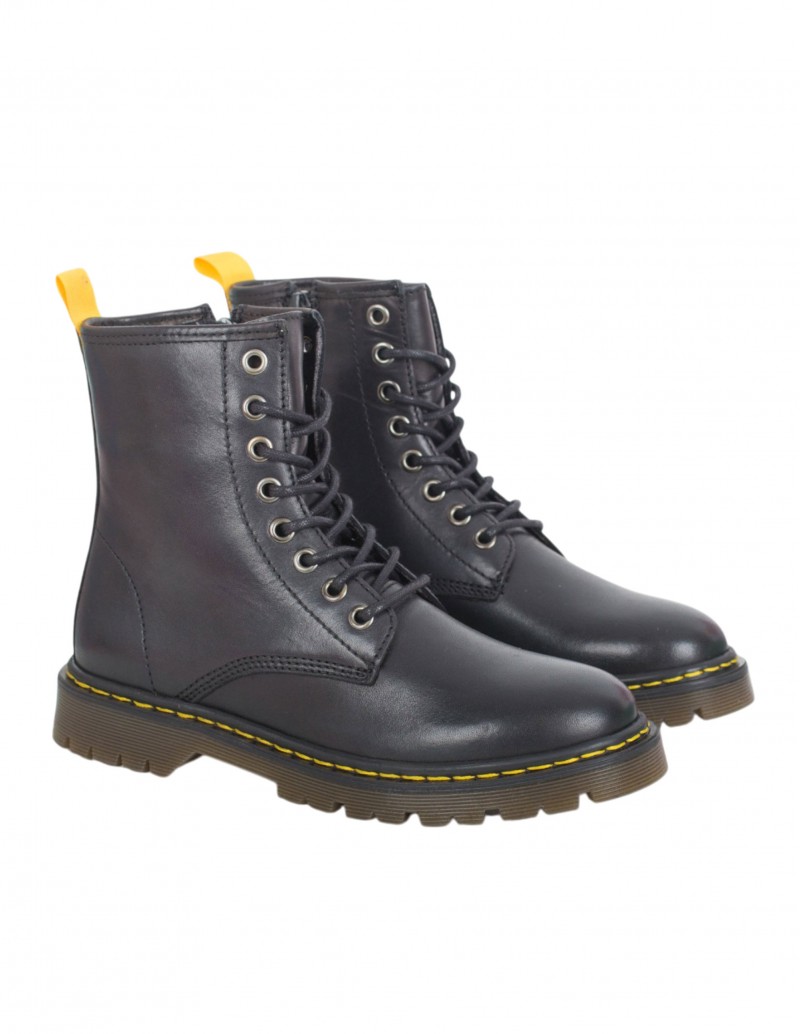 Botas Militares Planas Piel Negras PERA LIMONERA 2