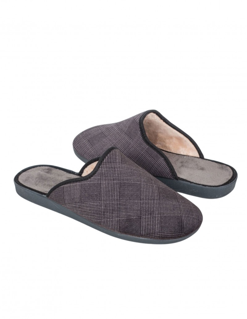 Zapatillas Casa Cuadros Gris 2