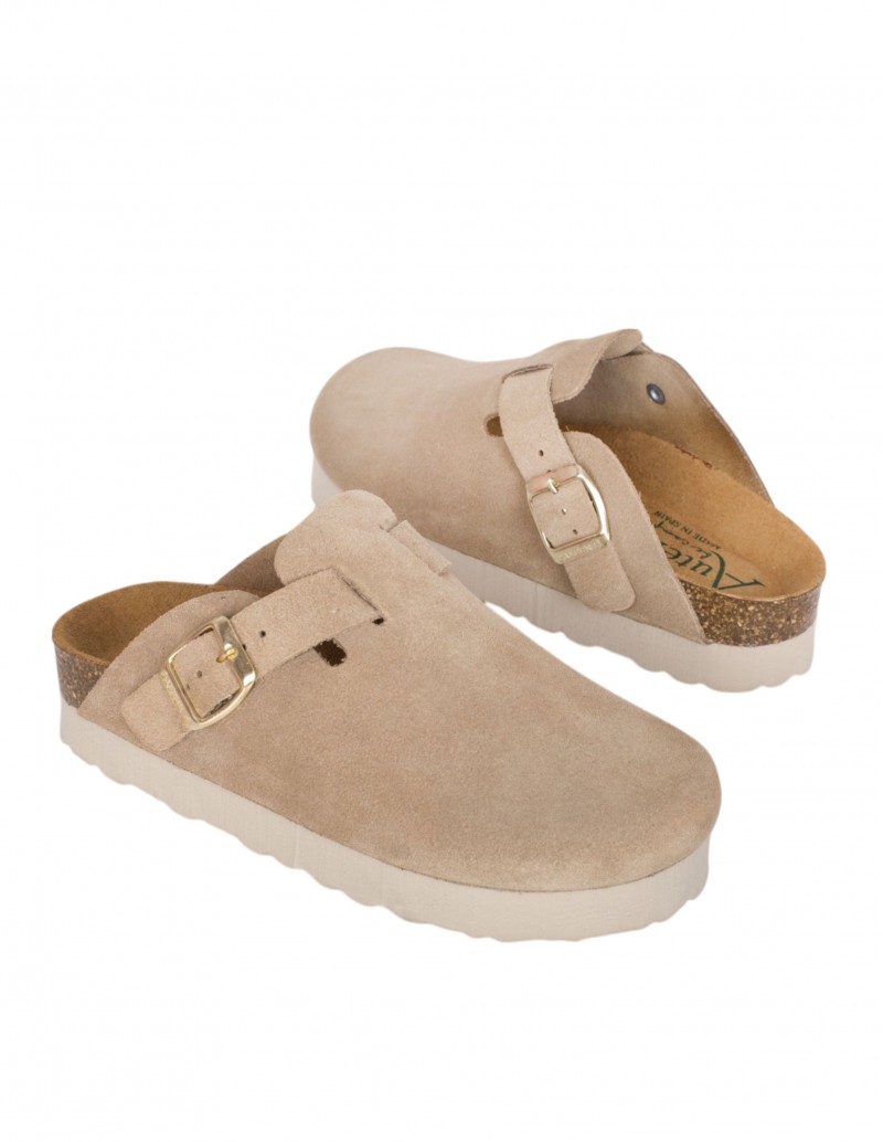 AUTENTI Zuecos Bio Plataforma Taupe 2