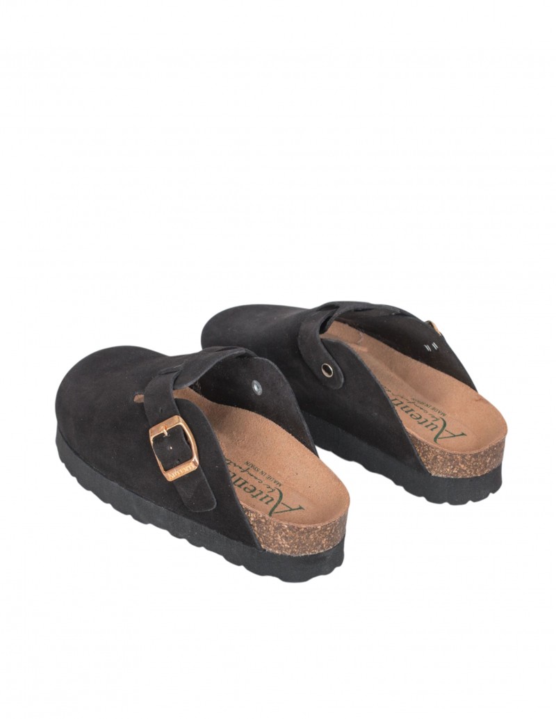 zuecos negros de plataforma