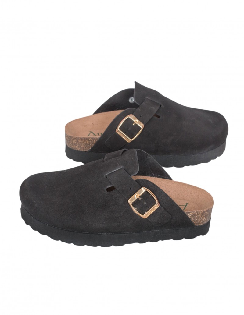 autenti zuecos negros plataforma