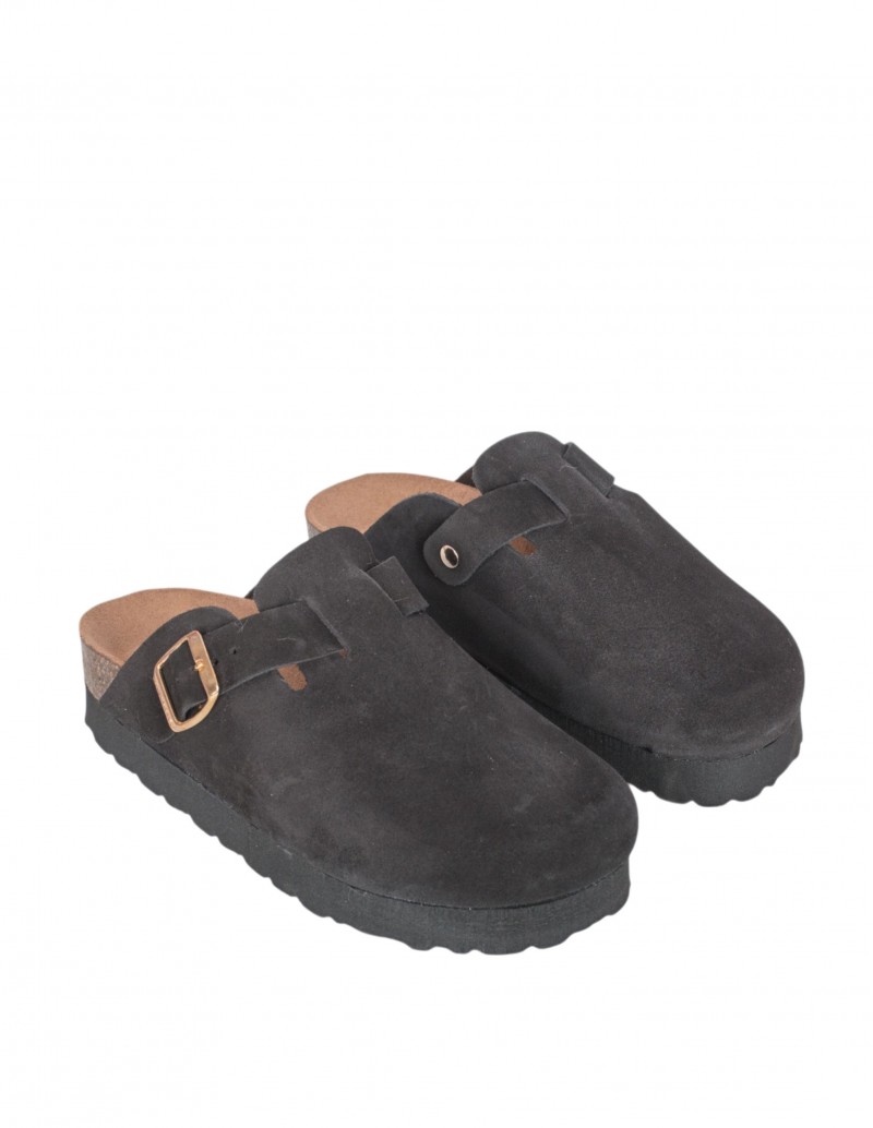 zuecos bio de plataforma negros