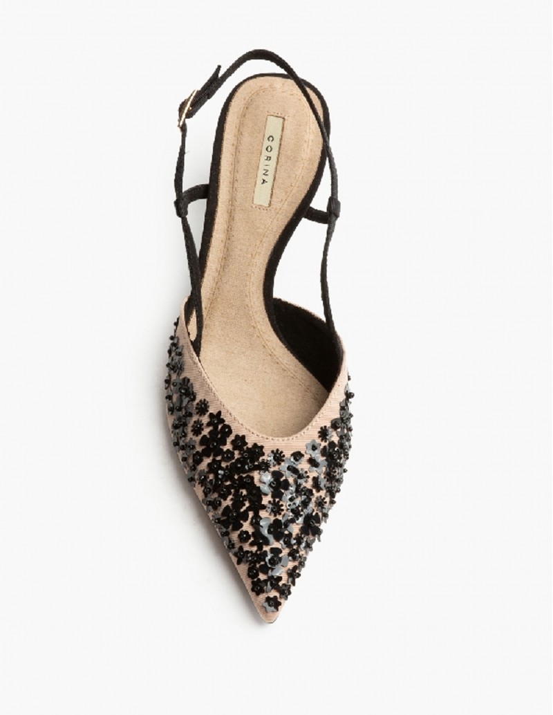 zapatos fiesta beige y negro