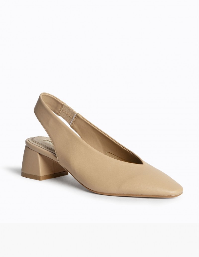 Zapatos Destalonados Tacón Cuadrado Nude 2
