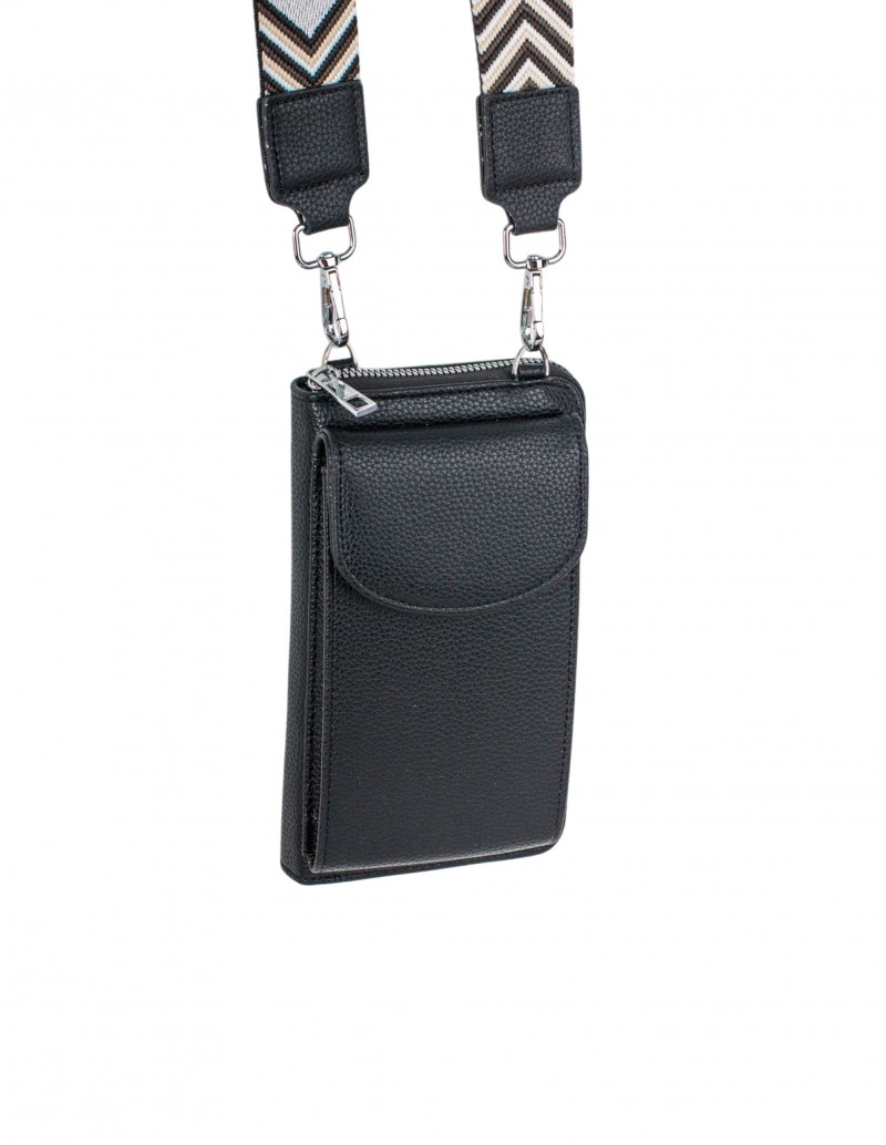 Bolso Porta Móvil Negro Bandolera Estampada 2