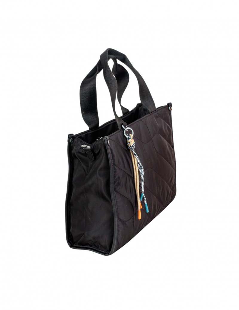 bolso nylon negro cuadrado mujer