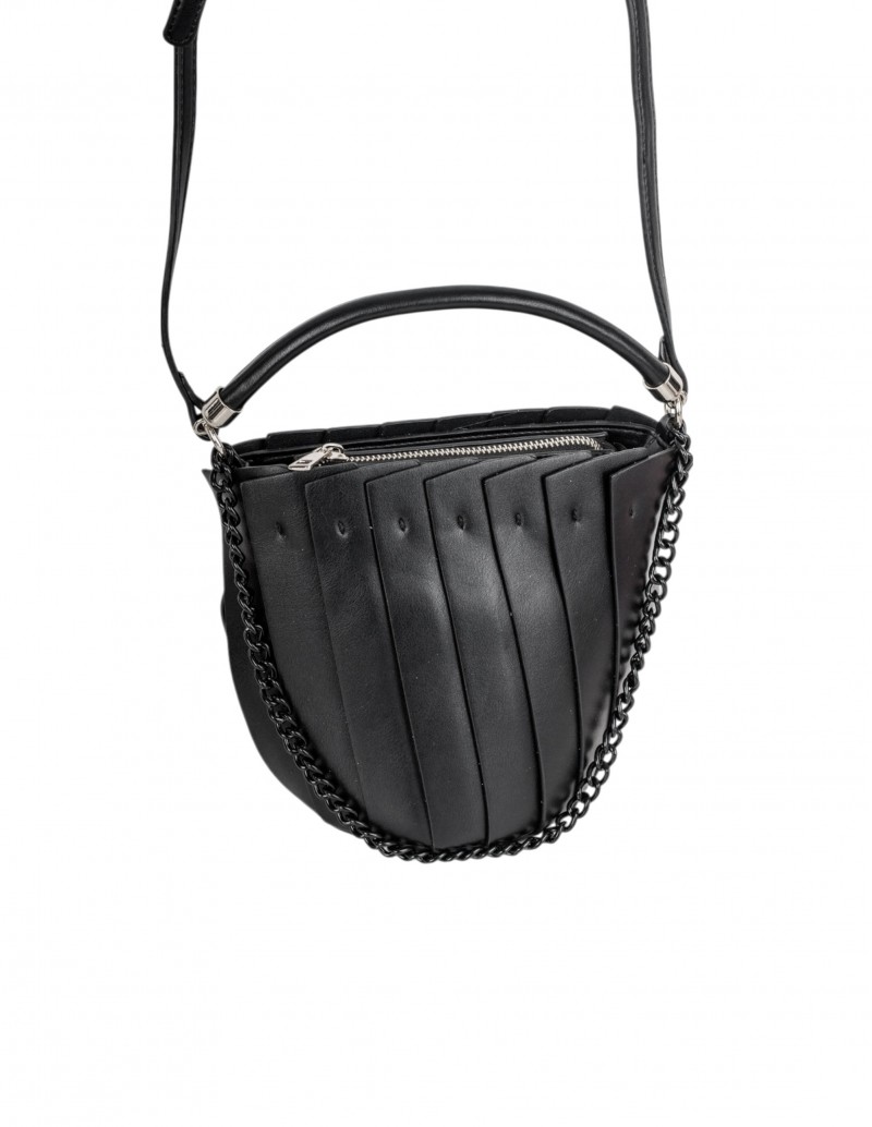 Bolso bandolera negro pliegues