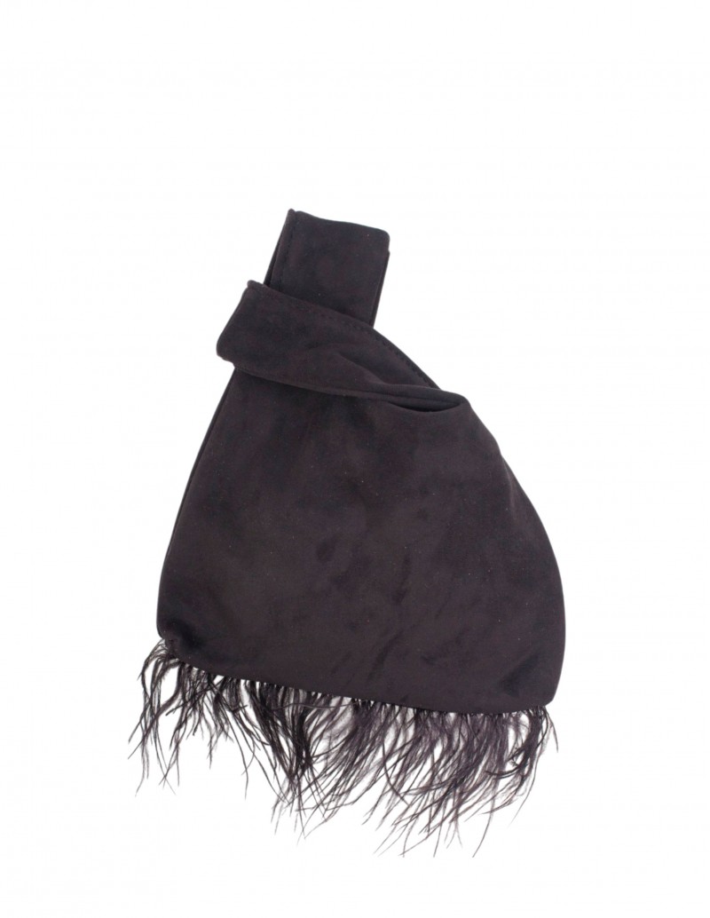 Bolso Plumas Nudo Japonés Negro