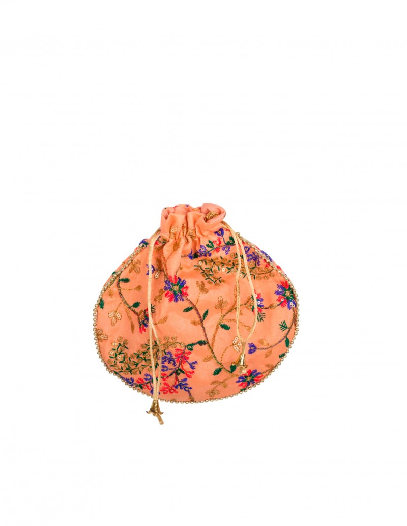 Bolso Limosnera Flores Salmón