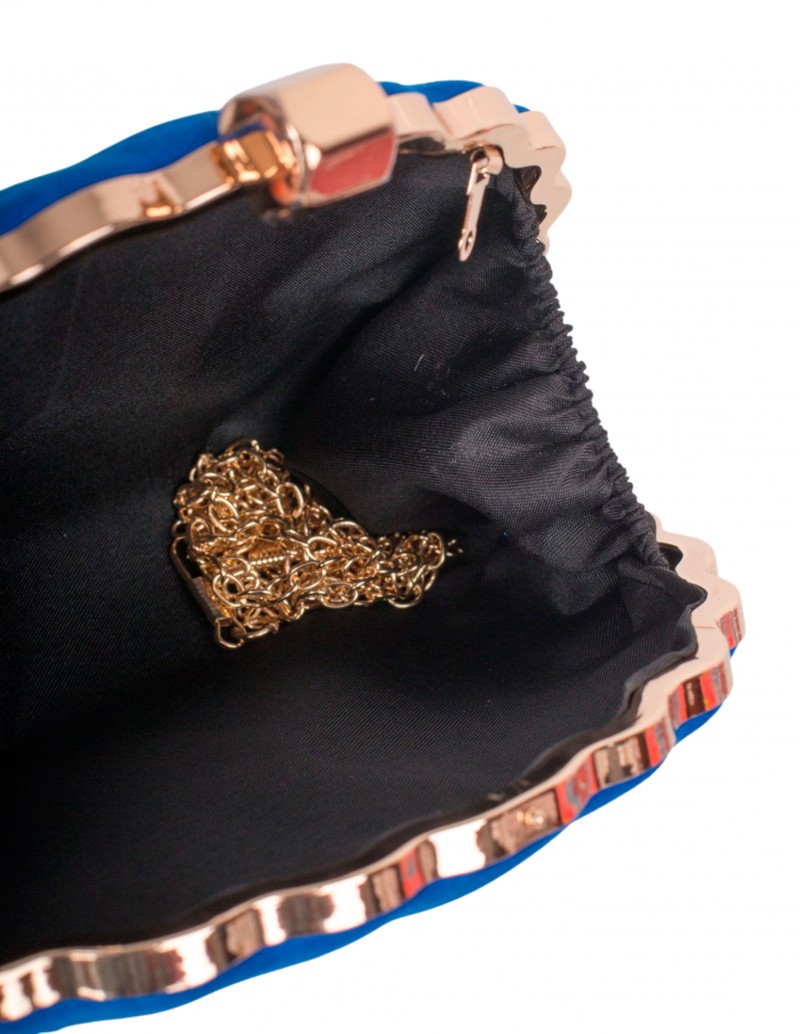 forro interior clutch concha azul