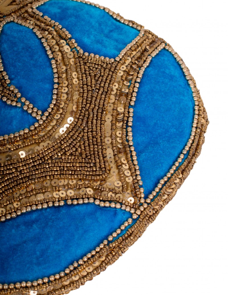 detalles bolso limosnera fiesta azul