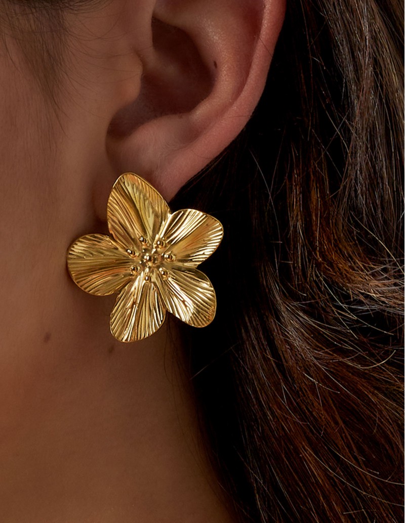 Pendientes Grandes Flor Dorados 2