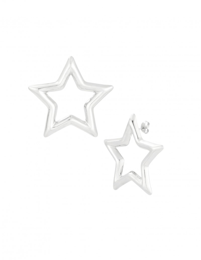 Pendientes Maxi Estrella Plateados