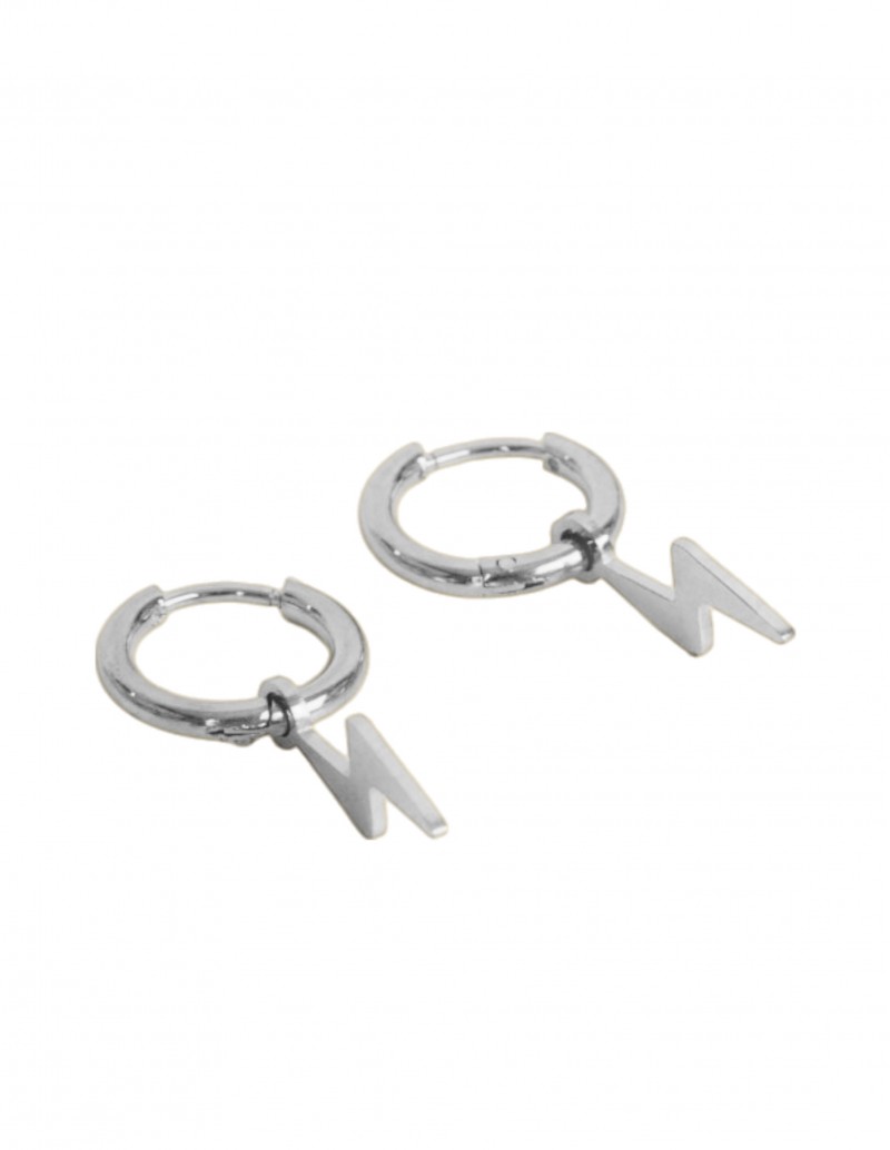 Pendientes Aros Rayo Plateado 2