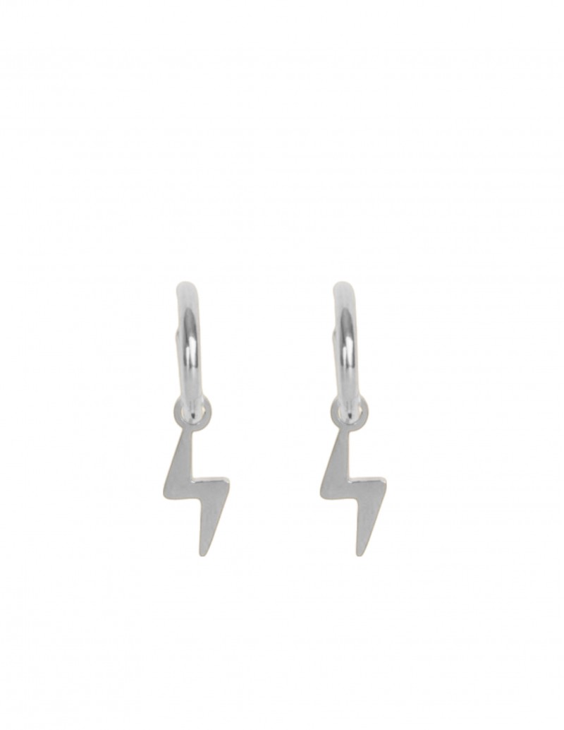 Pendientes Aros Rayo Plateado