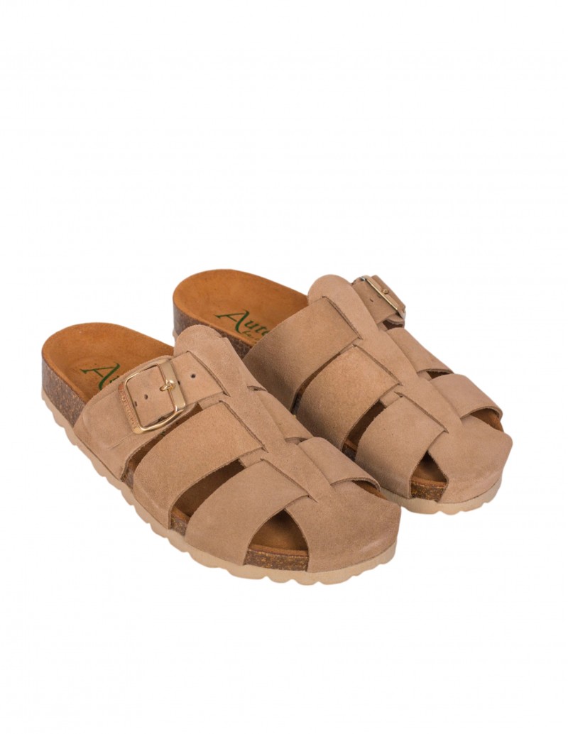 Zueco Cangrejero Serraje Taupe 2