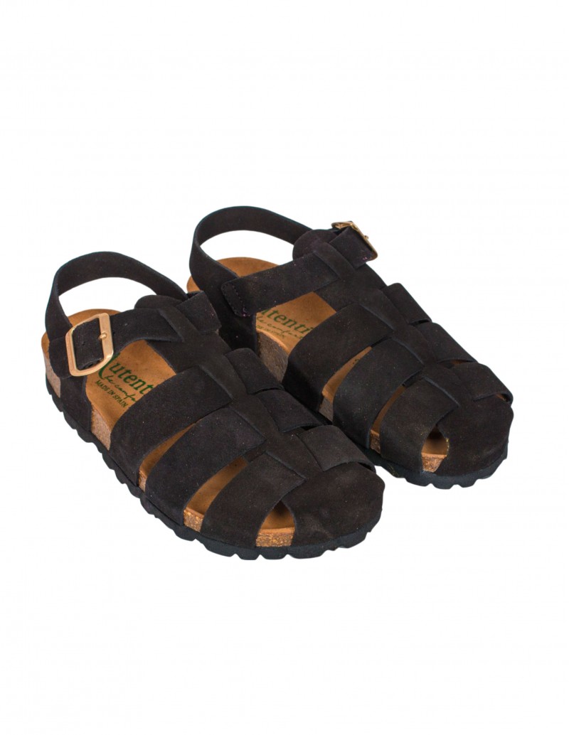 AUTENTI Sandalia Cangrejera Serraje Negro 2