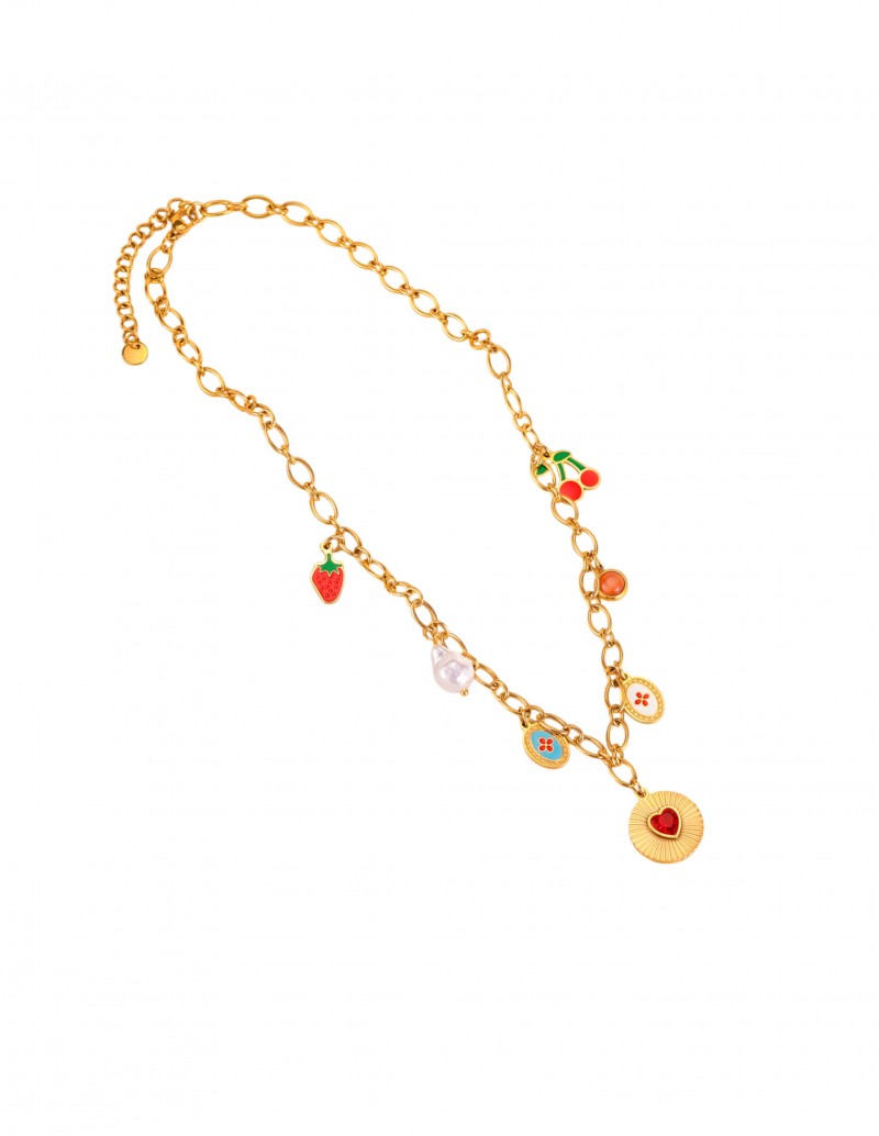 collar charm fresas y cerezas