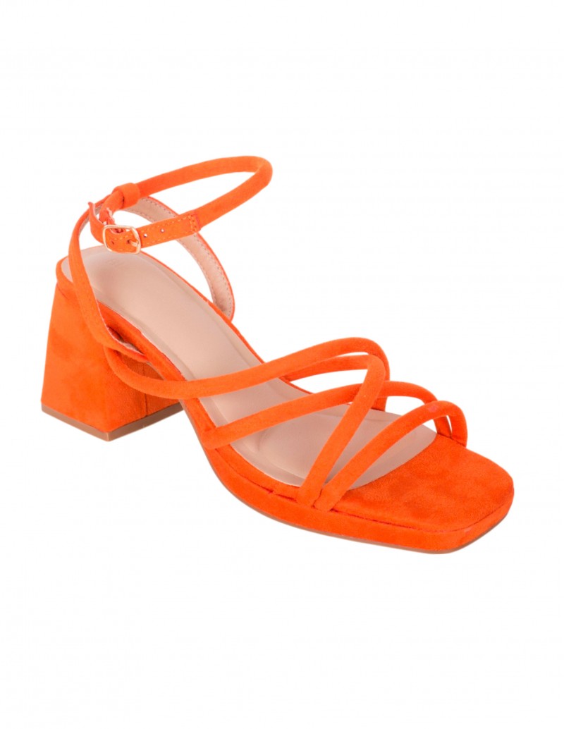 Sandalias Tacón Ancho Naranja 2