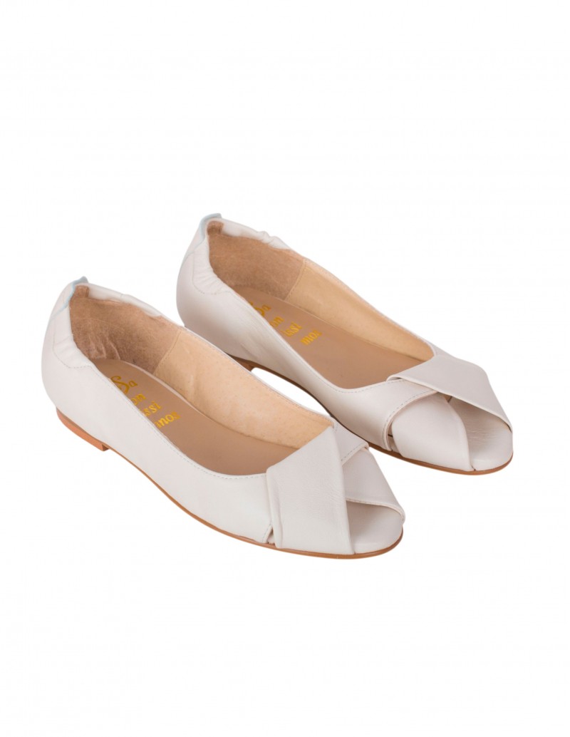 Bailarina peep toe de piel