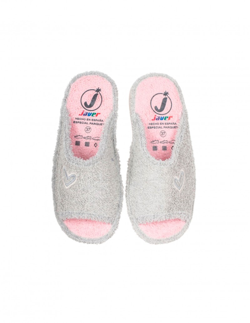 zapatilla casa gris rizado