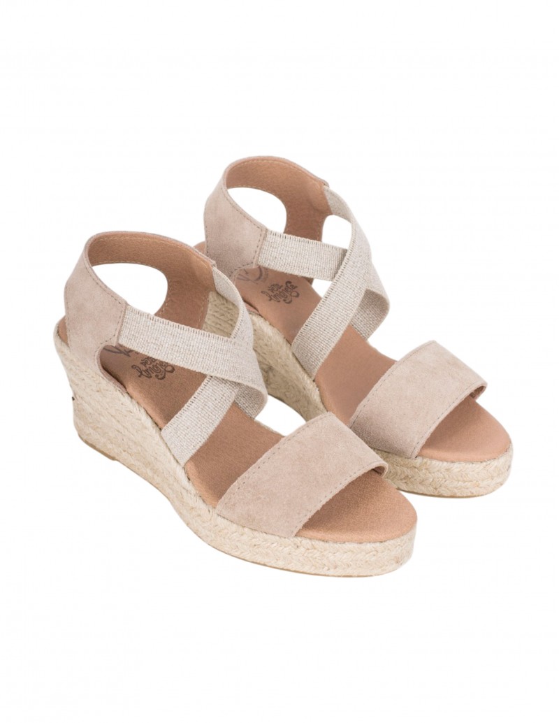 Sandalia Cuña Esparto Elásticos Taupe PERA LIMONERA 2