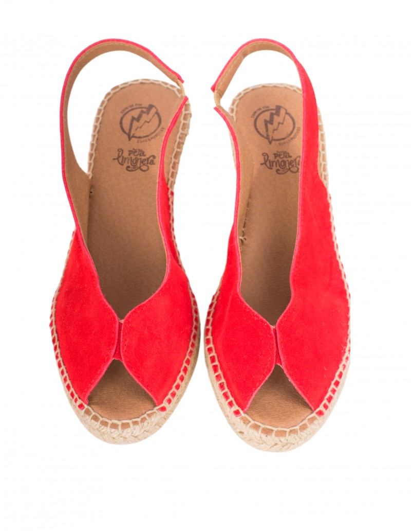 esparteñas rojas peep toe