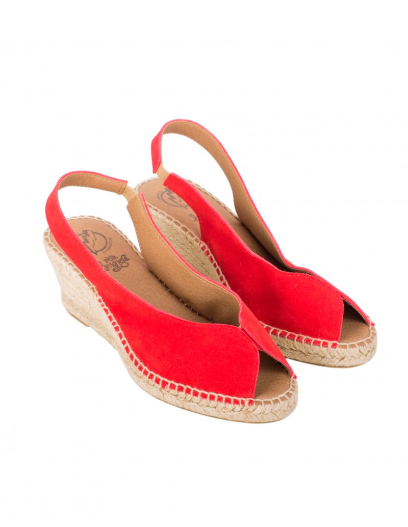 cuñas peep toe rojas