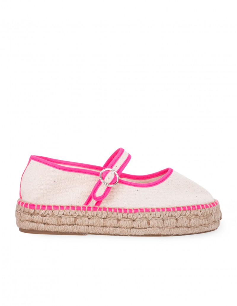 Mercedita Esparto Plataforma Crema Fucsia PERA LIMONERA