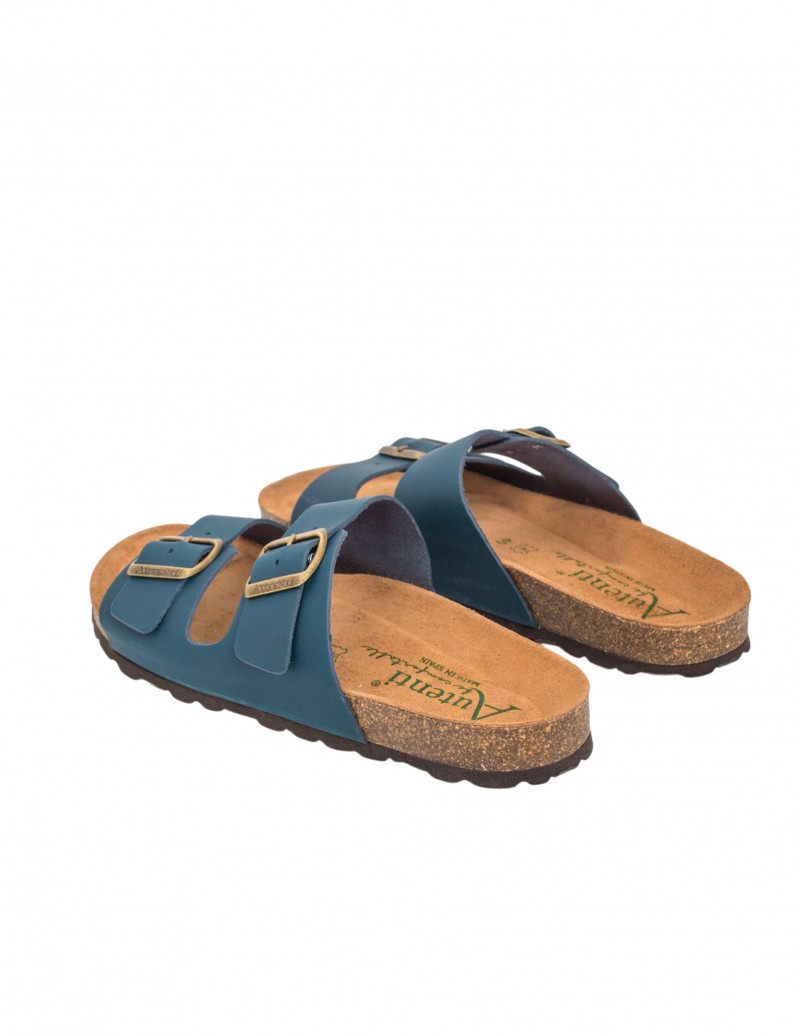 sandalia piel azul autenti