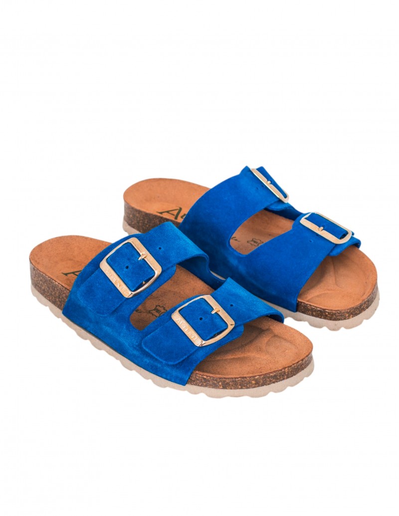 sandalias planas azul klein