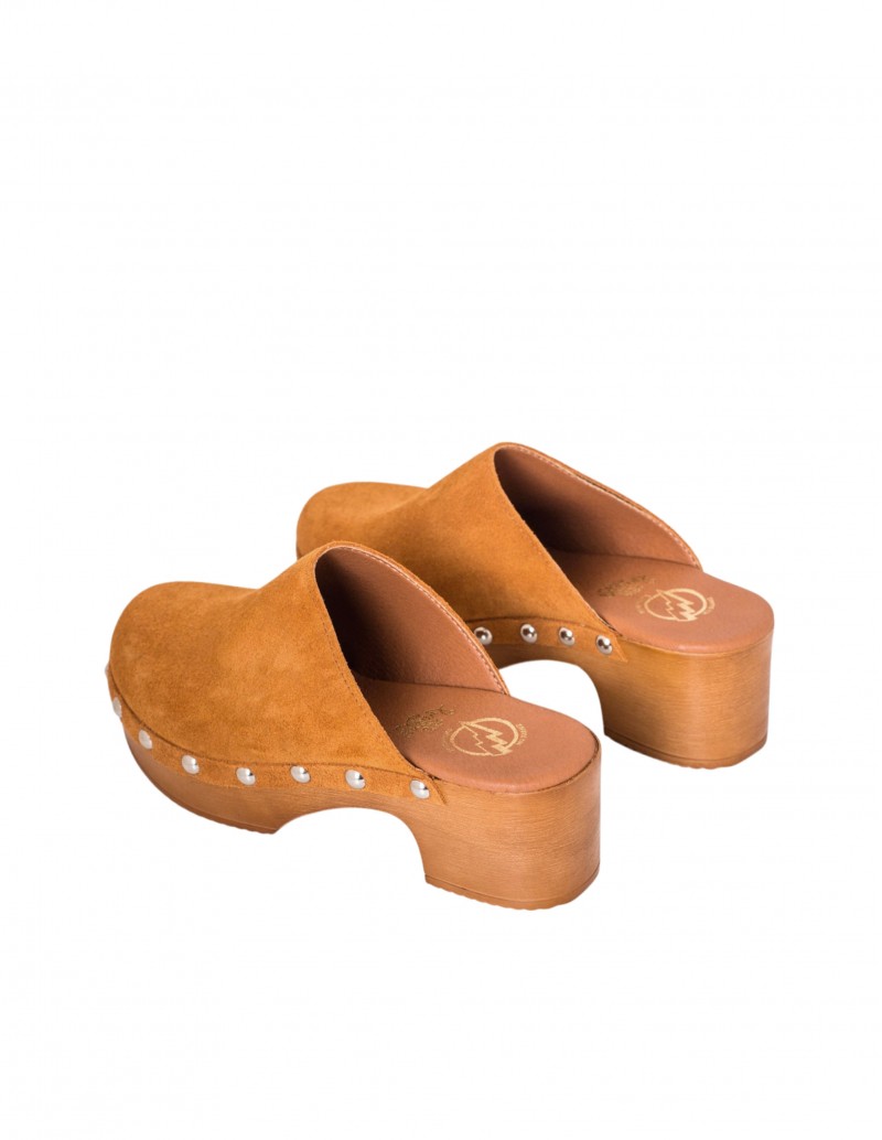 Zuecos Tacón Madera Marrones