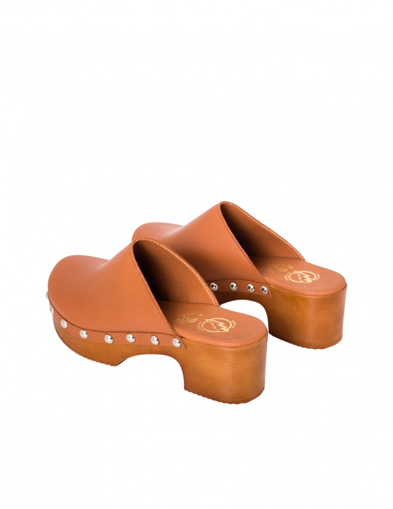 Zuecos Marrones Tacón Madera