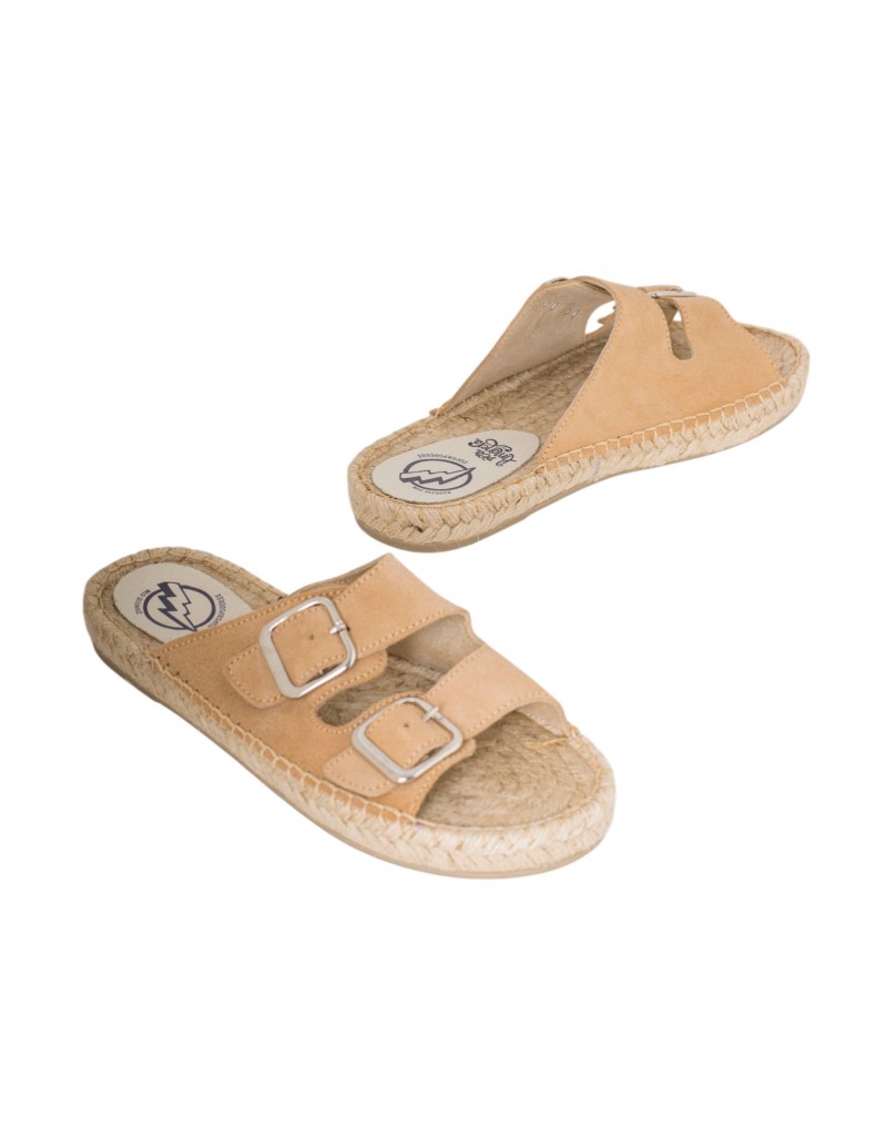 sandalia de yute plana con hebillas