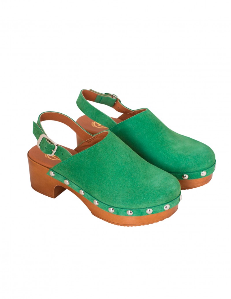 Zuecos Madera Tachas Tira Verde PERA LIMONERA 2