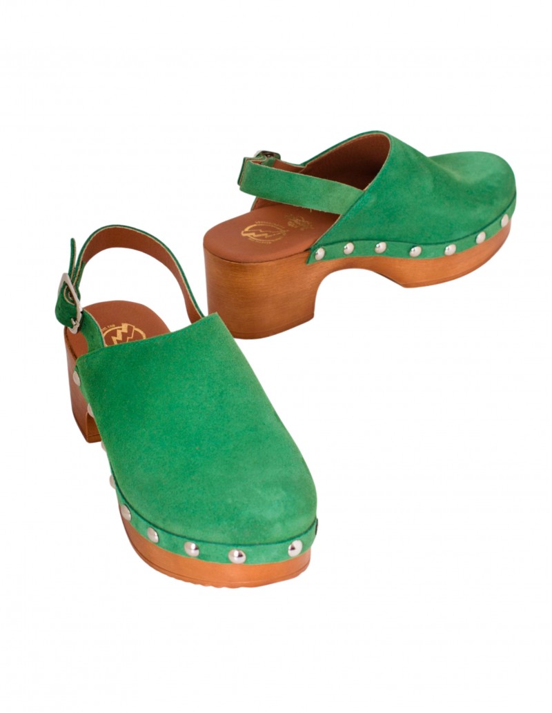 zueco efecto madera serraje verde