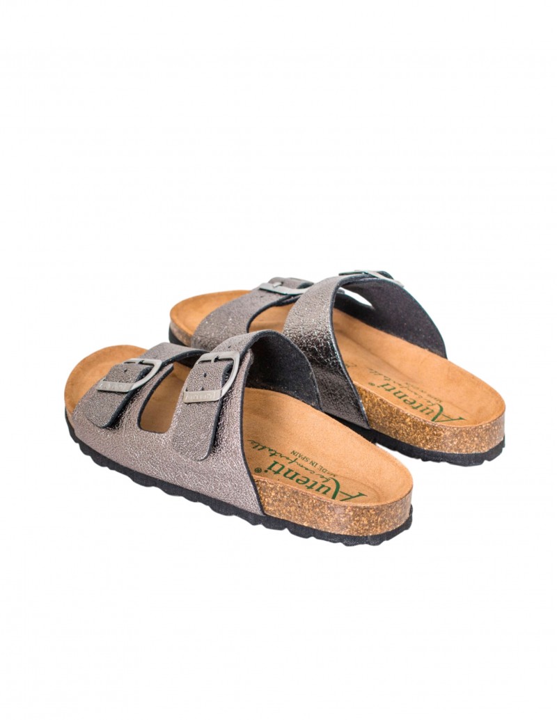 sandalia de corcho metalizada
