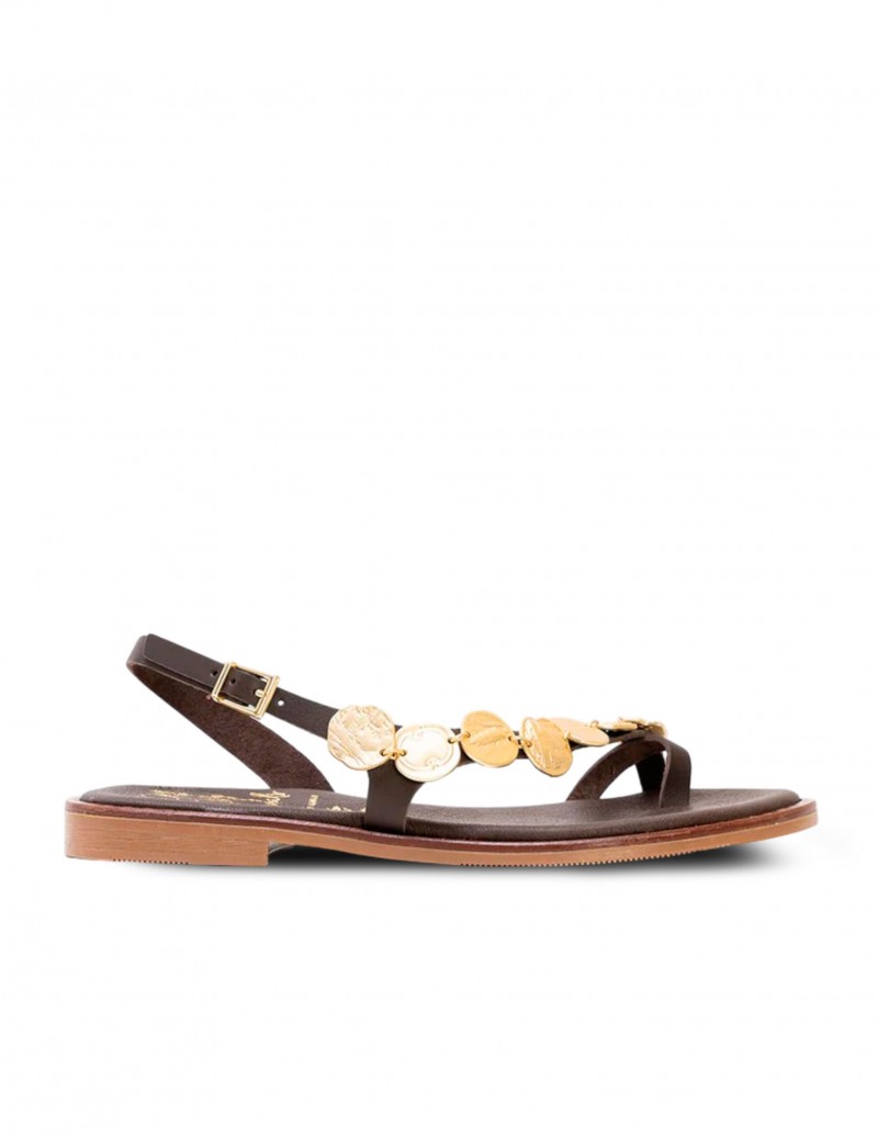 OH MY SANDALS Sandalia Dedo Monedas Marrón